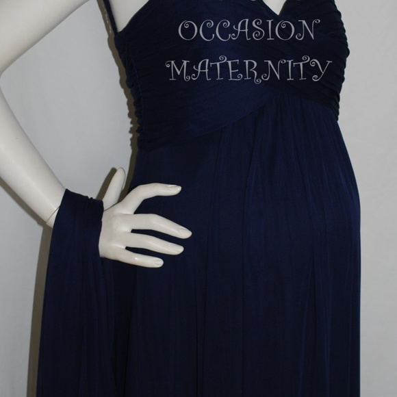 Long Navy Lace Cutout Chiffon Maternity Dress NWT - Picture 8 of 12